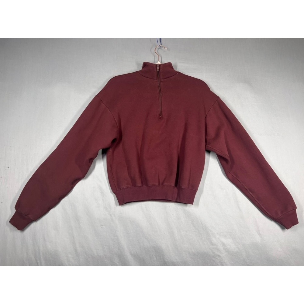 Skims Fleece Set Burgundy Oxblood Quarter Zip Pullover & Wide Leg Pants XXS